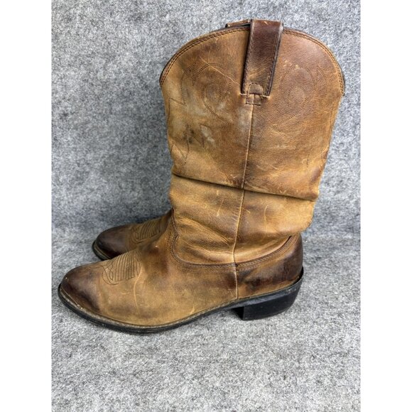 Durango Boots Mens Size 12 Tan Distressed Leather Western Cowboy Pull On SW542 - Picture 1 of 8